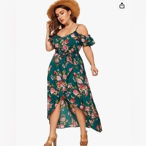 NWT Milumia green floral hi-lo dress